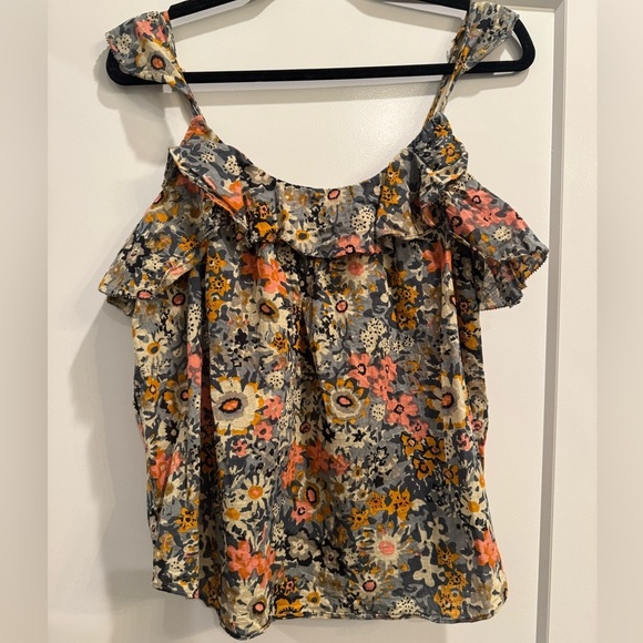 Bishop and young Anthropologie flutter sleeve cami floral pattern 100% cotton - Picture 1 of 7